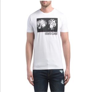 Roberto Cavalli Men’s Graphic White Tee Size XL NWT